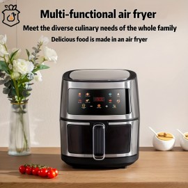 1.59gal Family Air Fryer Oven with Large Basket, Digital Timer & Keep Warm Function, Powerful 1350W, Stainless Steel Exterior & ABS Construction, for Home, Parties, Restaurants - Compatible with US Outlets (110-240V), Restaurant Equipment, Sleek Design, Durable Construction, Multifunctional Cooker, Professional Kitchens