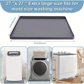 [No Hole Design Washer Pan] Non-Slip Silicone Washing Machine Drip Tray | 27x27 Inch Waterproof Washer Drain Pan, Anti-Vibration Floor Protector for Dryer and Washer, Easy Clean Leak Mat with No Hole Design, Nonslip Tray, Seamless Design, Flexible Mat, Washer Pan, Maintenance