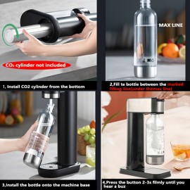 [Heavy-Duty Soda Maker] Hilton Heavy-Duty Stainless Steel Sparkling Water & Soda Maker | Non-Electric Carbonating Machine, Compatible with 1L PET Bottles & 60L CO2 Exchange Carbonators (Screw-in Compatible, for Home, Kitchen, Parties - CO2 Not Included)