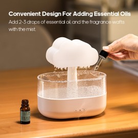 Simulated raindrop aroma diffuser machine colorful light rain mist essential oil diffuser USB desktop atmosphere rain cloud water drip humidifier