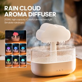 Simulated raindrop aroma diffuser machine colorful light rain mist essential oil diffuser USB desktop atmosphere rain cloud water drip humidifier