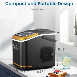 Portable Compact Ice Maker Machine with Self-Cleaning System, 24 lbs/Day & 24-Hour Operation, Digital Display & Timer, 2 Sizes (S/L) with Scoop & Basket - Countertop Ice Maker for Home, RV, Office, Bar, Coffee Station - Compatible with Milk, Drinks, Coffee - 120V, US Plug, 120W, 1.06gal Mini Fridge Design, Ideal for Small Spaces, Energy-Efficient, No Batteries Required, Perfect for Pairing with Milk/Drinks/Coffee, Compact & Portable for Indoor/Outdoor Use, Great for RVs and Bars, Ice