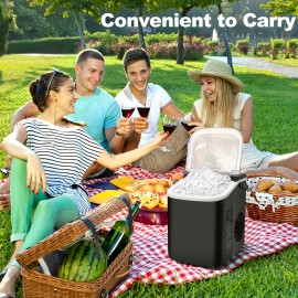 Countertop Ice Maker Machine - 9 Cubes in 7 Mins, 20lbs/24Hrs, 2 Sizes Bullet Ice, Self-Cleaning with Scoop & Basket, 115V US Plug for Home, Kitchen, Parties, Ice Maker Machine for Countertop