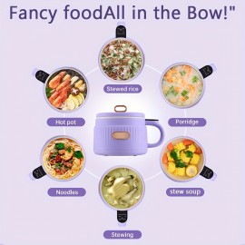 1.6L Electric Cooking Pot & Electric Hot Pot | Multifunctional Electric Stew Pot & Electric Frying Pan | US Plug | Timer Function Available | Intelligent Heat Preservation | Suitable for 1 - 3 People | Portable for Kitchen, Dormitory and Office Use