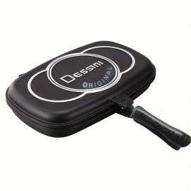 1pc Premium Aluminum Non-Stick Steak Pan - Double-Sided Cooking, Smokeless & Oil-Reducing Design, Easy Clean, Perfect for Indoor/Outdoor Parties & Everyday Use, Indoor Cooking, Modern Kitchenware, Durable Cookware