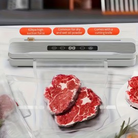 1pc Multifunctional Automatic Food Sealer, USB Rechargeable Portable Vacuum Packaging Machine with Snack Sealing and External Inflation Capability, Suitable for Long-Term Freshness, Ideal for Home Kitchen and Outdoor Picnics, 1500mAh Battery, Vacuum Sealer Machine Commercial, Vacuum Sealer For Food, Vacuum Sealer Bag, Vacuum Packaging Machine, Vacuum Sealer Machine, Sou Vide Machine, Food Vacuum Sealer With Bags, Vacuum Sealing Device, Bag Sealer, Kitchen Accessory