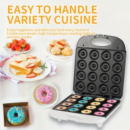 16-Cavity Donut Maker Machine - Double-Sided, 110V, No Battery Needed, Perfect for Breakfast Sandwiches, Cakes, and Desserts, Kitchen Appliance with Easy-Use Controls, Donut Making Machine, Dessert Preparation, Modern Kitchenware, Durable Plastic Body