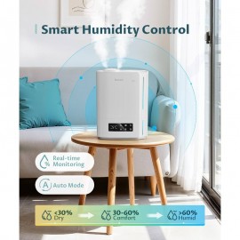 1.59gal Large Cool Mist Humidifier for full - 60-Hour Top-Fill Tank, Soundwave technology Quiet Operation, Humidistat Control & Diffuser for essential Oils, Nursery/Bedroom/Whole House Humidifiers, White