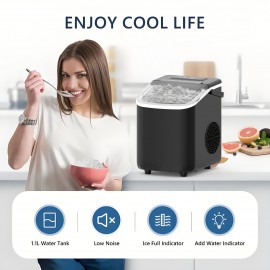 Ice Maker Machine For Countertop 30 Pound Bullet Ice Machine, Portable Bullet Ice Machine Can Produce 9pcs Of Bullet Ice In 6 Minutes, With Automatic Cleaning Function For Baskets And Spoons, And Can Be Operated With One Click For Campings