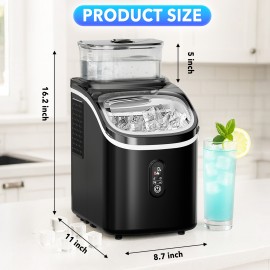 Countertop Ice Maker with Self-Cleaning, 35Lbs/ Day, 16pcs/ 5Mins, Portable Ice Maker Machine with Removable Water Tank, 24Hrs Timer for Home, Office, Party, Black, Party Ice Supply, Home Ice Machine, Spacesaving Machine, Compact Design