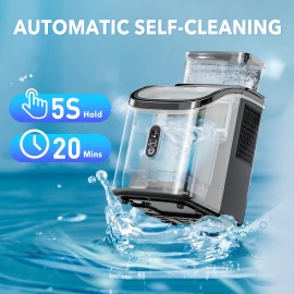 Countertop Ice Maker with Self-Cleaning, 35Lbs/ Day, 16pcs/ 5Mins, Portable Ice Maker Machine with Removable Water Tank, 24Hrs Timer for Home, Office, Party, Black, Party Ice Supply, Home Ice Machine, Spacesaving Machine, Compact Design
