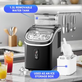 Countertop Ice Maker with Self-Cleaning, 35Lbs/ Day, 16pcs/ 5Mins, Portable Ice Maker Machine with Removable Water Tank, 24Hrs Timer for Home, Office, Party, Black, Party Ice Supply, Home Ice Machine, Spacesaving Machine, Compact Design