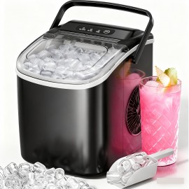 Bullet Ice Makers Countertop with Ice Scoop & Basket, Ready In 6 Mins, Self-Cleaning Ice, Portable Machine for Home, Office, Kitchen