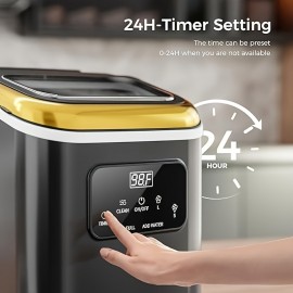 Desktop Ice Maker, 50.72oz Detachable Water Tank, Produces 16 Ice Cubes In 5-18 Minutes, 24-hour Timer, Portable Ice Cube Maker, Comes With Ice Basket & Ice Scoop, 33lbs/day, Self-cleaning Ice Maker, Suitable For Home, Office, Parties