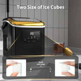 Ice Maker Machine Countertop Self Cleaning Portable Compact Small Bullet Ice Maker with Digital Screen, 9 Cubes In 6 Mins, 26lbs In 24Hrs, for Camping Dorm Home Outdoor., Ice Maker with Handle, Ice Maker Machine Countertop with Handle