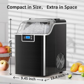 Countertop Ice Maker, 28 Lbs/24 Hrs, 9 Bullet Ice Cubes In 6 Minutes | Nugget Ice Makers Countertop, 45lbs/24H Pebble Ice Maker Machine With Self-Cleaning, Stainless Steel Housing, With 2.5qt Water Reservoir For Home/kitchen/office