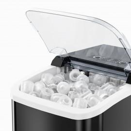 MCQ 1PCS Countertop Ice Maker | 9 Cubes in 6 Mins • 26lb Daily Capacity • Self-Cleaning • 2 Bullet Ice Sizes • Includes Scoop & Basket (Black/Green), 9 x 12 x 13 In