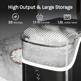 45Lbs Nugget Ice or 26Lbs Bullet Ice Maker or 4L Mini Fridge for Options, Pellet Ice Maker Machine with 24H Timer, Nugget Ice Maker Countertop, Self-Cleaning Pebble Countertop Ice Maker with Crushed Ice for Home Black