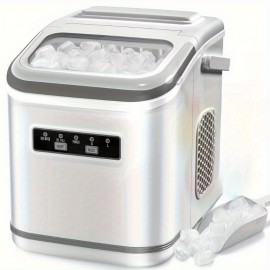 Desktop Ice Maker, 50.72oz Detachable Water Tank, Produces 16 Ice Cubes In 5-18 Minutes, 24-hour Timer, Portable Ice Cube Maker, Comes With Ice Basket & Ice Scoop, 33lbs/day, Self-cleaning Ice Maker, Suitable For Home, Office, Parties
