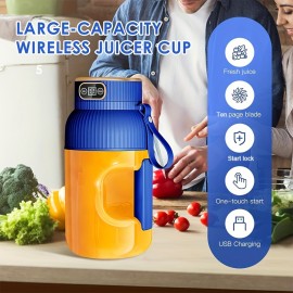 1500ml Large Capacity Portable Juicer with USB Charging, One-Touch Operation & Auto Cleaning - Heavy-Duty ABS Construction, 32000 RPM Motor, 1-Liter Capacity, Juicer For Home Use, Fruit & Vegetable Extractor, Compact Design, Durable Plastic